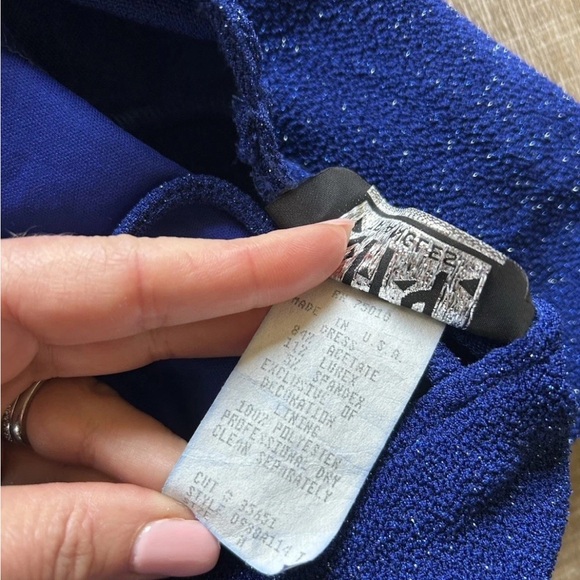 Vintage Y2K City Triangles Blue Glitter Midi Dress M Whimsigoth Fairy USA NWT - Picture 8 of 14